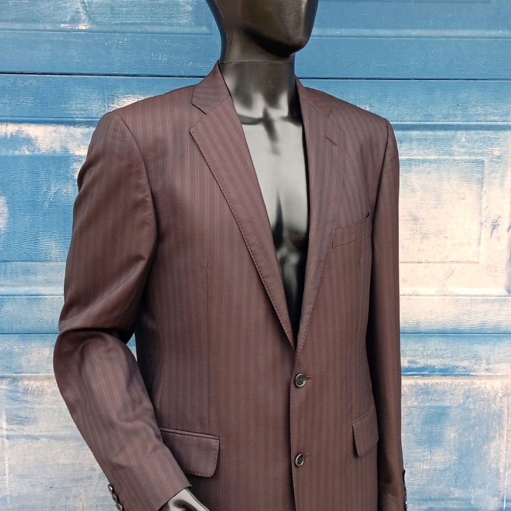 SAKS 5th Avenue Black Slim Fit Dual Stripe Blazer w/ (Ermeneglido Zenga Fabric) - Picture 3 of 17